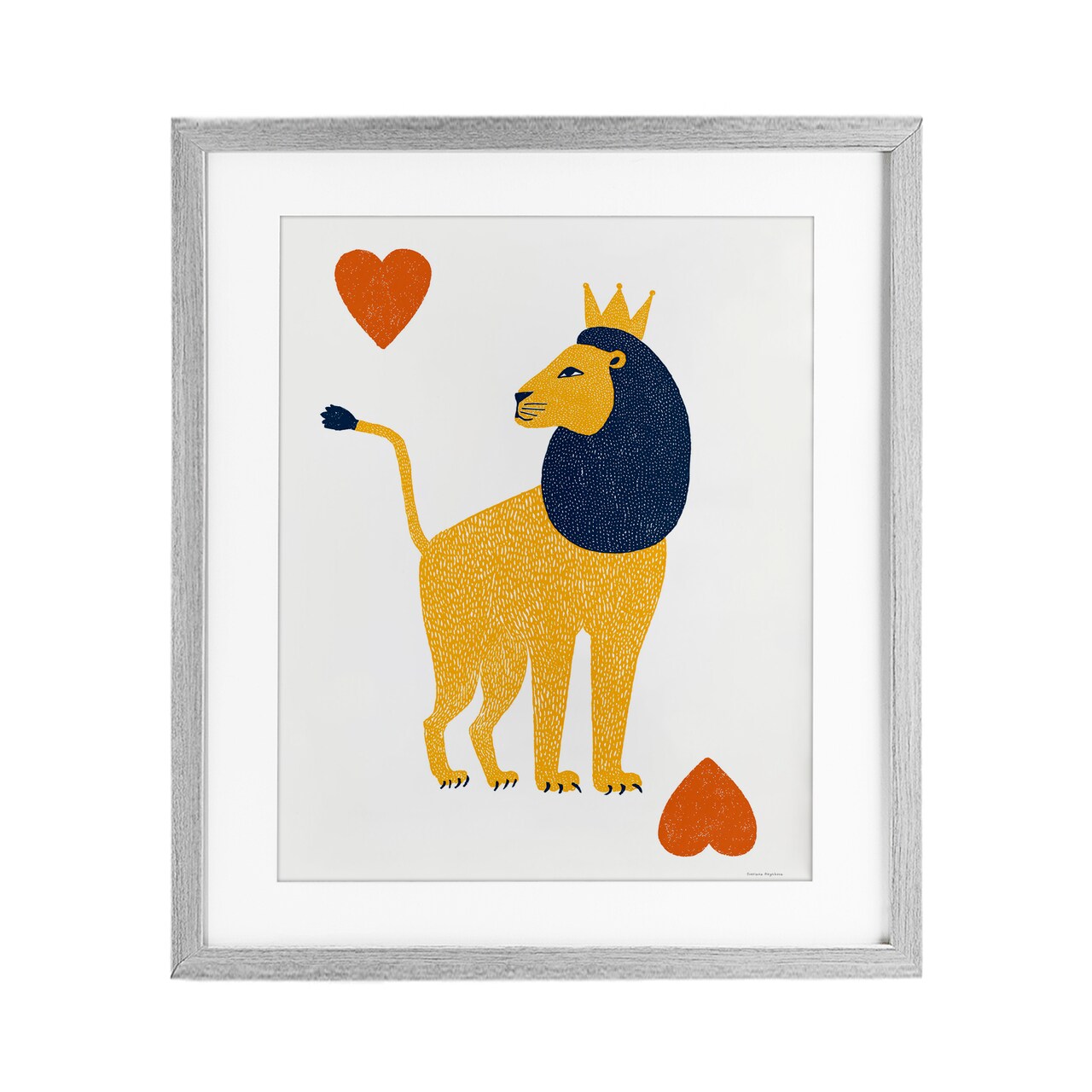 Stupell Industries Lion & Hearts Card Framed Print Under Glass, design by Svetlana Aleynikova